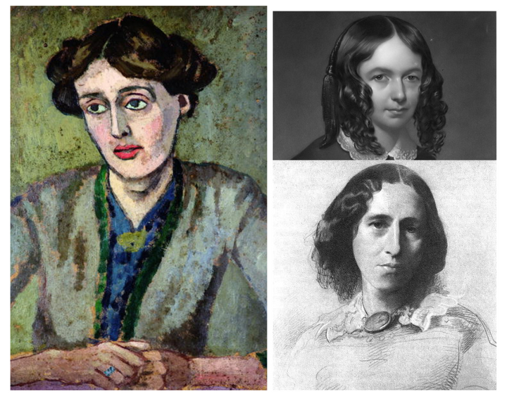 Collage of Virginia Woolf, George Eliot, and Elizabeth Barrett Browning
